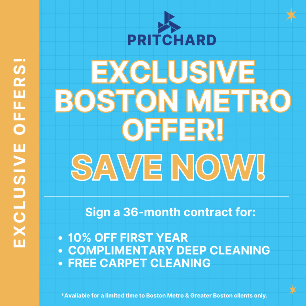 Sale & savings offer to save now on commercial cleaning in Boston.